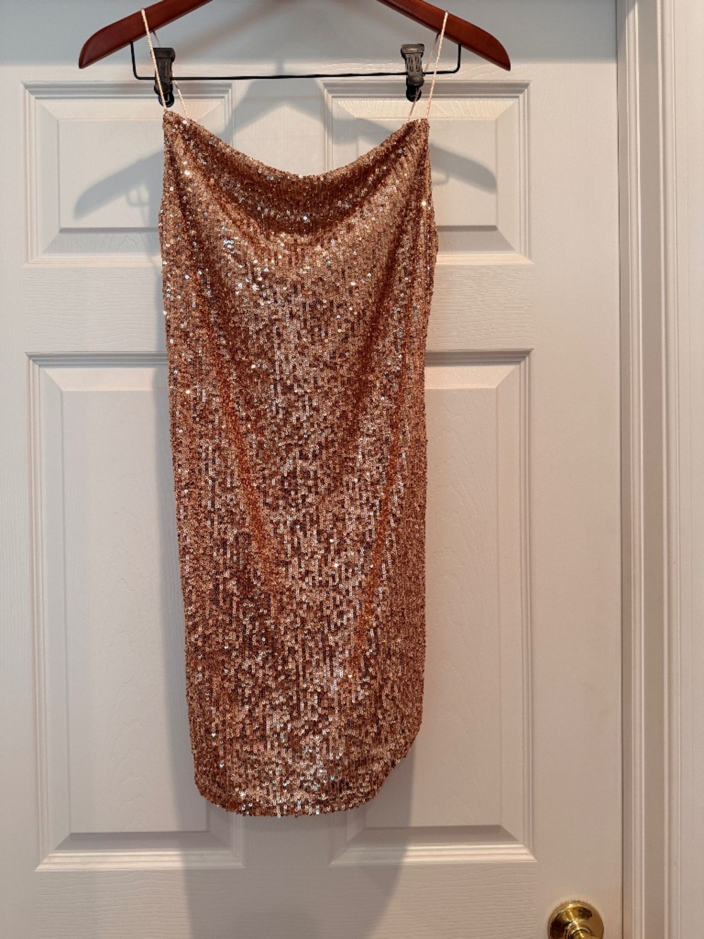 Top Shop Sequin Rose Gold Cowl Slip Dress Cocktail 4 homecoming